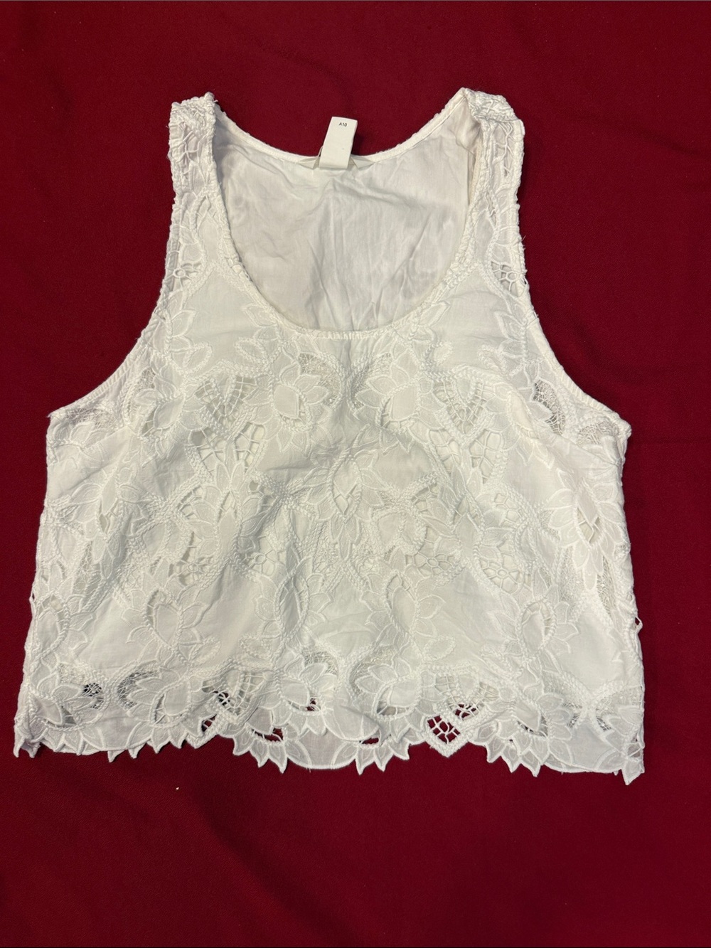 H&M White Floral Lace Tank